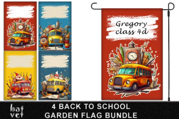 Back to School Garden Flag PNG Bundle