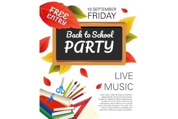 Back to School Party Flyer Design with T