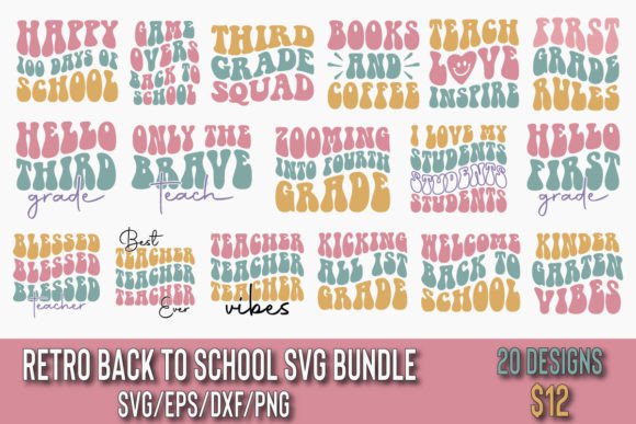 Retro Back to School Svg Bundle Vol 1